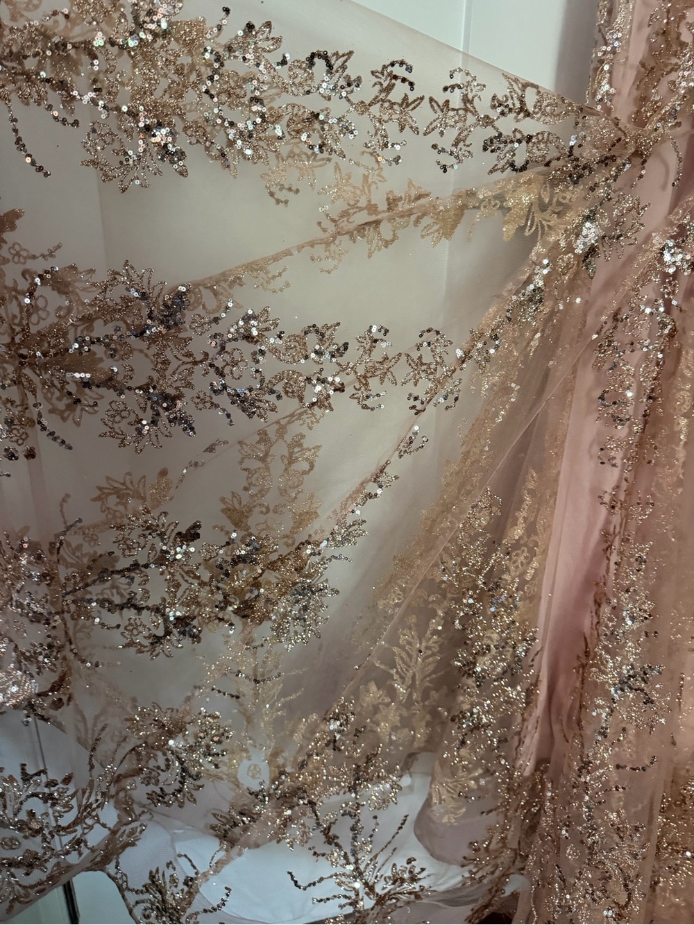 Jovani Blush Pink Sequin Mermaid Gown with Gold Embellishment - Picture 6 of 6